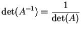 $\displaystyle \det(A^{-1})=\frac{1}{\det(A)}$