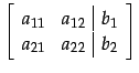 $\displaystyle \left[ \begin{array}{cc\vert c} a_{11} & a_{12} & b_{1} \\ a_{21} & a_{22} & b_{2} \end{array} \right]$