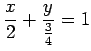 $\displaystyle \frac{x}{2}+ \frac{y}{\frac{3}{4}}=1$