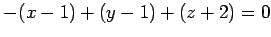 $\displaystyle -(x-1)+(y-1)+(z+2)=0$