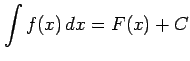 $\displaystyle \int f(x)\,dx=F(x)+C$