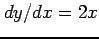 $ dy/dx=2x$