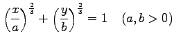 $ \displaystyle{\left(\frac{x}{a}\right)^\frac{2}{3}
+\left(\frac{y}{b}\right)^\frac{2}{3}=1} \quad(a,b>0)$