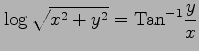 $ \displaystyle{\log\sqrt{x^2+y^2}=\mathrm{Tan}^{-1}\frac{y}{x}}$