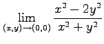 $ \displaystyle{\lim_{(x,y)\to(0,0)}\frac{x^2-2y^2}{x^2+y^2}}$