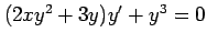 $ (2xy^2+3y)y'+y^3=0$