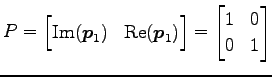 $\displaystyle P= \begin{bmatrix}\mathrm{Im}(\vec{p}_1) & \mathrm{Re}(\vec{p}_1) \end{bmatrix} = \begin{bmatrix}1 & 0 \\ 0 & 1 \end{bmatrix}$