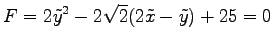 $\displaystyle F=2\tilde{y}^2-2\sqrt{2}(2\tilde{x}-\tilde{y})+25=0$