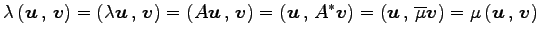 $\displaystyle \lambda\left({\vec{u}}\,,\,{\vec{v}}\right)= \left({\lambda\vec{u...
...u}}\,,\,{\overline{\mu}\vec{v}}\right)= \mu\left({\vec{u}}\,,\,{\vec{v}}\right)$