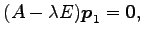 $\displaystyle (A-\lambda E)\vec{p}_1=\vec{0},$