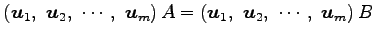 $\displaystyle \left(\vec{u}_1,\,\, \vec{u}_2,\,\, \cdots,\,\, \vec{u}_m\right)A= \left(\vec{u}_1,\,\, \vec{u}_2,\,\, \cdots,\,\, \vec{u}_m\right)B$