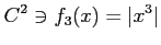 $\displaystyle C^{2}\ni f_3(x)=\vert x^3\vert$