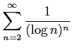 $ \displaystyle{\sum_{n=2}^{\infty}\frac{1}{(\log{n})^n}}$