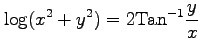 $ \displaystyle{\log(x^2+y^2)=2\mathrm{Tan}^{-1}\frac{y}{x}}$