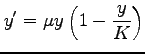 $ \displaystyle{y'=\mu y\left(1-\frac{y}{K}\right)}$