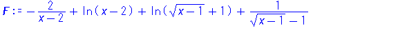 -2/(x-2)+ln(x-2)+ln((x-1)^(1/2)+1)+1/((x-1)^(1/2)-1)+1/((x-1)^(1/2)+1)-ln((x-1)^(1/2)-1)