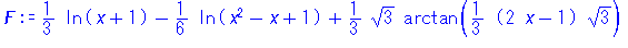 1/3*ln(x+1)-1/6*ln(x^2-x+1)+1/3*3^(1/2)*arctan(1/3*(2*x-1)*3^(1/2))