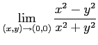 $ \displaystyle{\lim_{(x,y)\to(0,0)}\frac{x^2-y^2}{x^2+y^2}}$