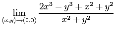 $ \displaystyle{\lim_{(x,y)\to(0,0)}\frac{2x^3-y^3+x^2+y^2}{x^2+y^2}}$