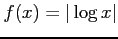 $ \displaystyle{f(x)=\vert\log x\vert}$