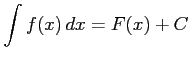 $\displaystyle \int f(x)\,dx=F(x)+C$