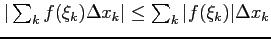 $ \vert\sum_{k}f(\xi_k)\Delta x_k\vert\le \sum_{k}\vert f(\xi_k)\vert\Delta x_k$