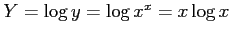 $ Y=\log y=\log x^x=x\log x$