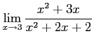 $ \displaystyle{\lim_{x\to3}\frac{x^2+3x}{x^2+2x+2}}$