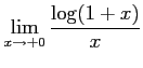 $ \displaystyle{\lim_{x\to+0}\frac{\log(1+x)}{x}}$