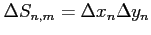 $ \Delta S_{n,m}=\Delta x_n\Delta y_n$