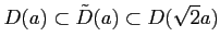 $\displaystyle D(a)\subset \tilde{D}(a)\subset D(\sqrt{2}a)$